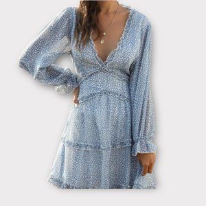 Blue and White Floral Dress